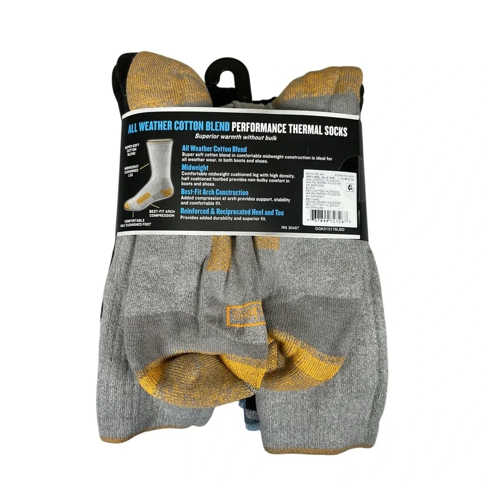 Dickies Thermal Crew Socks 5‎ Pair Cotton Blend Midweight Work Boot 6-12